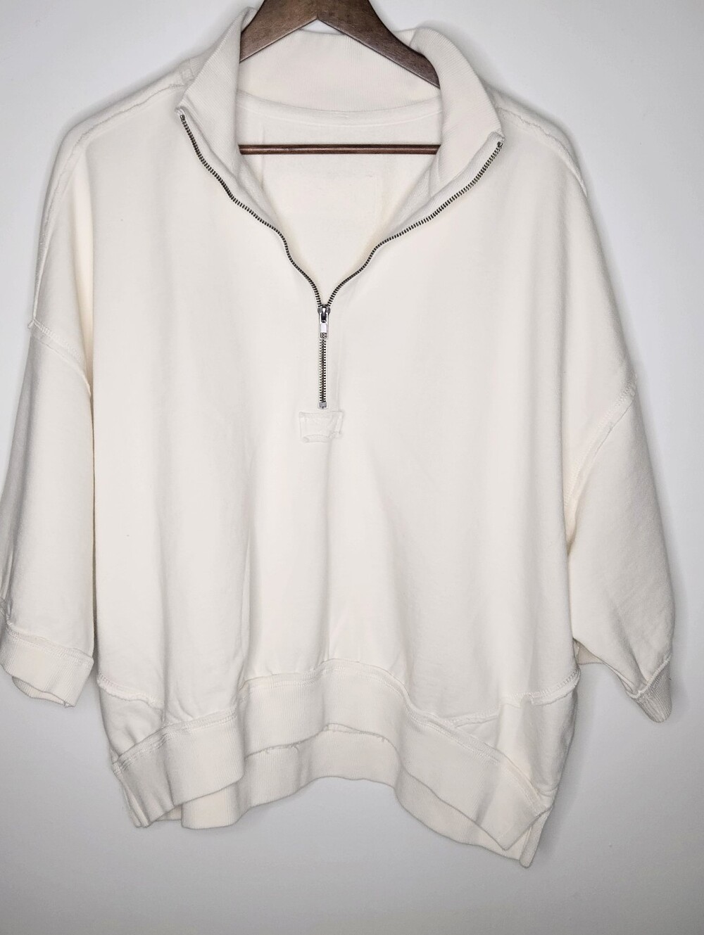 NEW Free People We The Free Celeste Quarter Zip Pullover Cream Size S